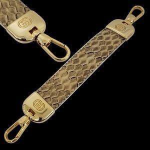 Gucci Dual Ended Keychain Fob OOAK Snakeskin Brown Gold
